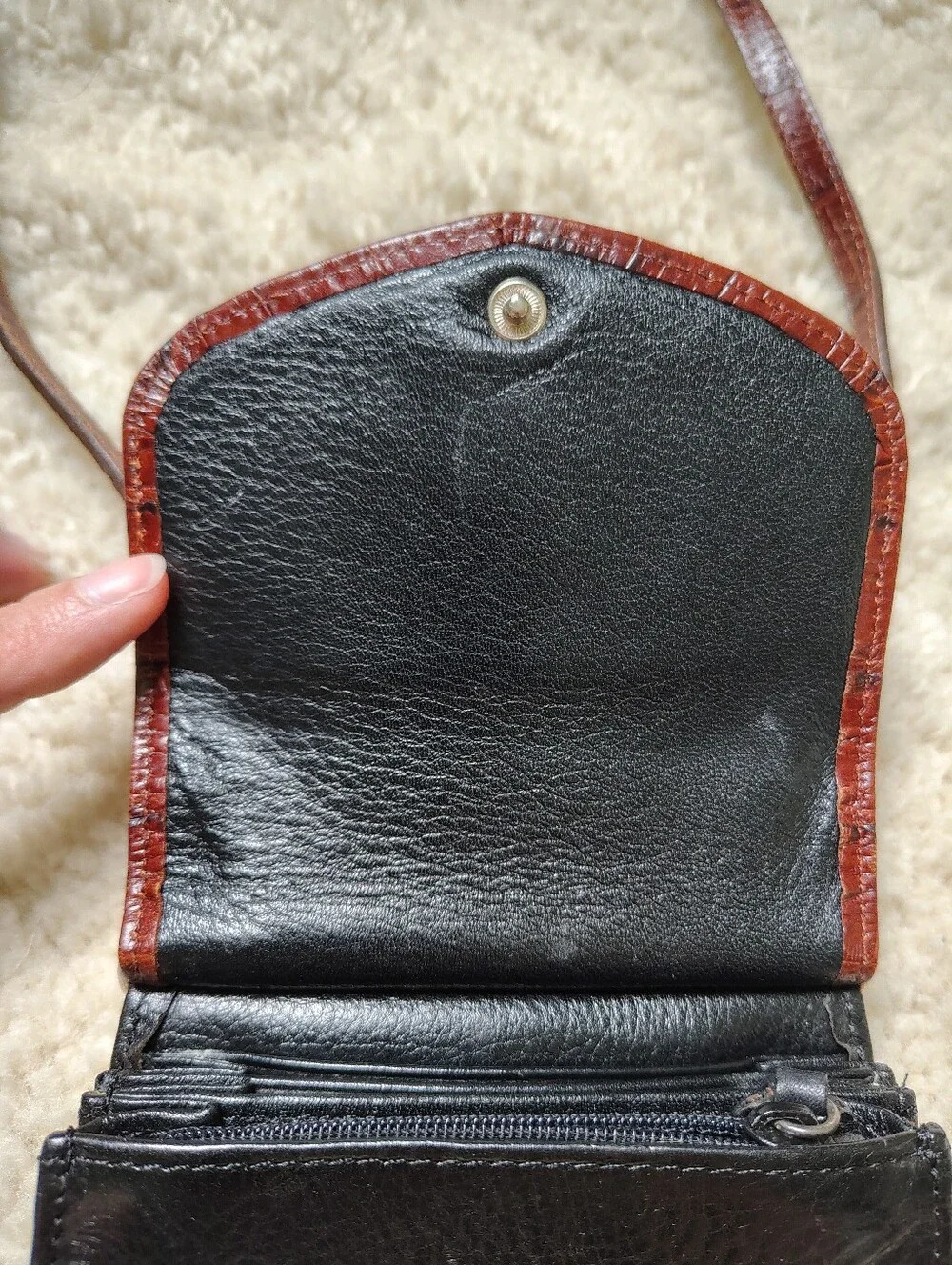 Vintage Brighton Women's Brown Croc-Embossed Crossbody Small Bag - Picture 6 of 16